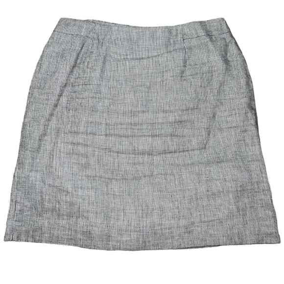 Talbots Black and White Houndstooth Irish Linen Skirt - Picture 1 of 8